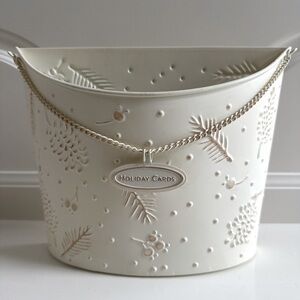 Hallmark Metal Tin Holiday Card Holder Pine Cones